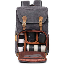 Load image into Gallery viewer, Allacki Waterproof Shock-Resistant Canvas Camera Bag Retro Style Travel Backpack

