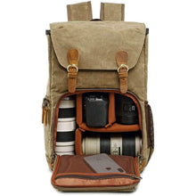 Load image into Gallery viewer, Allacki Waterproof Shock-Resistant Canvas Camera Bag Retro Style Travel Backpack
