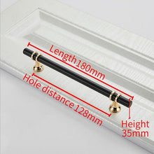 将图片加载到图库查看器，Aluminum Alloy Black Gold Door Handle Wardrobe Kitchen Cabinet Drawer Solid Handle Furniture Handle European Modern Hardware Modern Furniture Cupboard Door Drawer Handles
