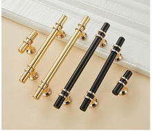 将图片加载到图库查看器，Aluminum Alloy Black Gold Door Handle Wardrobe Kitchen Cabinet Drawer Solid Handle Furniture Handle European Modern Hardware Modern Furniture Cupboard Door Drawer Handles
