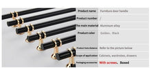 将图片加载到图库查看器，Aluminum Alloy Black Gold Door Handle Wardrobe Kitchen Cabinet Drawer Solid Handle Furniture Handle European Modern Hardware Modern Furniture Cupboard Door Drawer Handles
