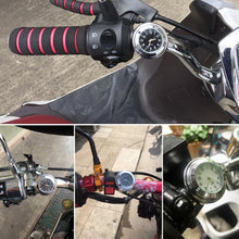 Load image into Gallery viewer, Aluminum Waterproof 22/25mm Motorcycle Handlebar Mount Dial Clock Motorcycle Handlebar Mount Clock Waterproof Handlebar Dial Clock Watch Quartz Clock Watch for Harley Motorcycle Accessories
