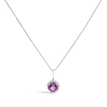 Load image into Gallery viewer, 10K White Gold Purple Amethyst and 3/8 Cttw Diamond Halo Jewelry Set (Earrings, Pendant &amp; Ring)

