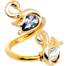 Load image into Gallery viewer, Clear Gem Gold PVD Twin Swans Spiral Twister Belly Ring
