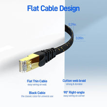 Load image into Gallery viewer, CAT7 Ethernet Cable 10G 600MHz Shielded Flat RJ45 Internet Network Patch Cord Fast LAN Wire Network Gold Plated Lead Polyester Braided For Gaming
