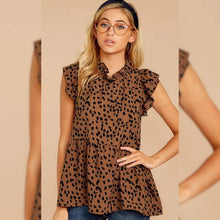 将图片加载到图库查看器，Angashion Women's Casual Floral Print Babydoll Blouse Tunic Tops

