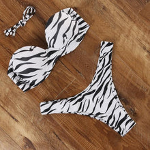 将图片加载到图库查看器，Animal Print Leopard Bikini Push Up Swimsuit Women Bikini Set Bathing Suit Bandeau Beach Wear Swimwear Women Casual Leopard Printed Triangle High Waist Two Piece Bikini Sets
