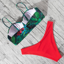 将图片加载到图库查看器，Animal Print Leopard Bikini Push Up Swimsuit Women Bikini Set Bathing Suit Bandeau Beach Wear Swimwear Women Casual Leopard Printed Triangle High Waist Two Piece Bikini Sets
