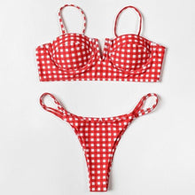 将图片加载到图库查看器，Animal Print Leopard Bikini Push Up Swimsuit Women Bikini Set Bathing Suit Bandeau Beach Wear Swimwear Women Casual Leopard Printed Triangle High Waist Two Piece Bikini Sets
