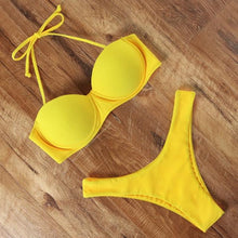 将图片加载到图库查看器，Animal Print Leopard Bikini Push Up Swimsuit Women Bikini Set Bathing Suit Bandeau Beach Wear Swimwear Women Casual Leopard Printed Triangle High Waist Two Piece Bikini Sets

