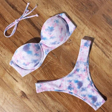 将图片加载到图库查看器，Animal Print Leopard Bikini Push Up Swimsuit Women Bikini Set Bathing Suit Bandeau Beach Wear Swimwear Women Casual Leopard Printed Triangle High Waist Two Piece Bikini Sets

