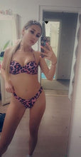 将图片加载到图库查看器，Animal Print Leopard Bikini Push Up Swimsuit Women Bikini Set Bathing Suit Bandeau Beach Wear Swimwear Women Casual Leopard Printed Triangle High Waist Two Piece Bikini Sets
