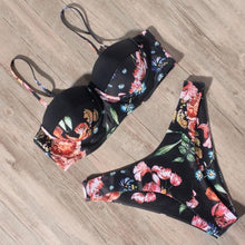 将图片加载到图库查看器，Animal Print Leopard Bikini Push Up Swimsuit Women Bikini Set Bathing Suit Bandeau Beach Wear Swimwear Women Casual Leopard Printed Triangle High Waist Two Piece Bikini Sets
