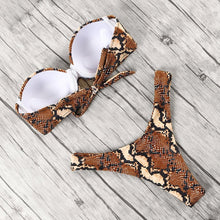 将图片加载到图库查看器，Animal Print Leopard Bikini Push Up Swimsuit Women Bikini Set Bathing Suit Bandeau Beach Wear Swimwear Women Casual Leopard Printed Triangle High Waist Two Piece Bikini Sets
