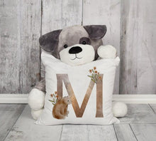 将图片加载到图库查看器，Animal Printed Pillow Cover Cartoon Giraffe Fox Bunny White Seat Polyester Decorative Cushion Cover Sofa Kids Room Alphabet Pillow Cover With Cute Animals Pillow Cases Outdoor Indoor Square Cushion Covers For Home Sofa Couch 45x45cm
