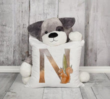 将图片加载到图库查看器，Animal Printed Pillow Cover Cartoon Giraffe Fox Bunny White Seat Polyester Decorative Cushion Cover Sofa Kids Room Alphabet Pillow Cover With Cute Animals Pillow Cases Outdoor Indoor Square Cushion Covers For Home Sofa Couch 45x45cm
