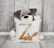 将图片加载到图库查看器，Animal Printed Pillow Cover Cartoon Giraffe Fox Bunny White Seat Polyester Decorative Cushion Cover Sofa Kids Room Alphabet Pillow Cover With Cute Animals Pillow Cases Outdoor Indoor Square Cushion Covers For Home Sofa Couch 45x45cm
