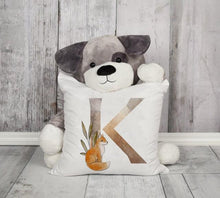 将图片加载到图库查看器，Animal Printed Pillow Cover Cartoon Giraffe Fox Bunny White Seat Polyester Decorative Cushion Cover Sofa Kids Room Alphabet Pillow Cover With Cute Animals Pillow Cases Outdoor Indoor Square Cushion Covers For Home Sofa Couch 45x45cm
