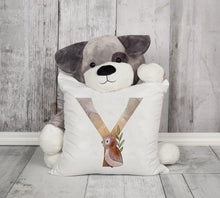 将图片加载到图库查看器，Animal Printed Pillow Cover Cartoon Giraffe Fox Bunny White Seat Polyester Decorative Cushion Cover Sofa Kids Room Alphabet Pillow Cover With Cute Animals Pillow Cases Outdoor Indoor Square Cushion Covers For Home Sofa Couch 45x45cm

