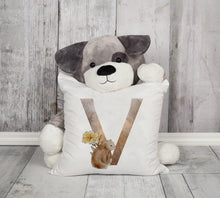 将图片加载到图库查看器，Animal Printed Pillow Cover Cartoon Giraffe Fox Bunny White Seat Polyester Decorative Cushion Cover Sofa Kids Room Alphabet Pillow Cover With Cute Animals Pillow Cases Outdoor Indoor Square Cushion Covers For Home Sofa Couch 45x45cm
