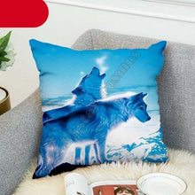 Load image into Gallery viewer, Animal Wolf 3D Printed Pillow Case Polyester Decorative Full Moon Zippered Pillow Cases Soft Confortable Pillowcases Throw Pillow Cover Double Sided Printing Style 45cm X 45cm
