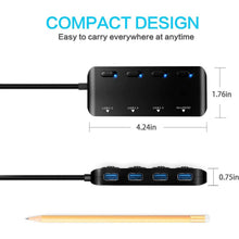将图片加载到图库查看器，APANAGE 4-Port Powered USB 3.0 Hub Splitter
