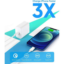 Load image into Gallery viewer, MFi Certified Veetone 20W PD Type C Power Wall Charger Travel Plug with 6FT USB C to Lightning Quick Charge Cable
