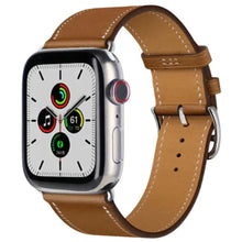 将图片加载到图库查看器，Apple Watch Series 7 (2021) 45 mm – Titanium Case • GPS + Cellular • 32GB – Brown Faux Leather Band
