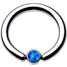 Load image into Gallery viewer, 10G 1/2 Aqua Faux Opal 4mm Disc BCR Captive Ring
