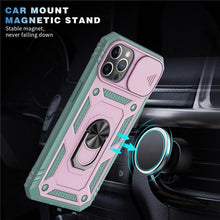 Load image into Gallery viewer, Armor Shockproof Phone Case For iPhone 13 12 11 Pro Max X XR XS Max 11 13 Pro Magnetic Ring Stand Holder Back Cover Slide Camera Cover &amp; Kickstand Built-in 360° Rotate Ring Stand Magnetic Cover Case
