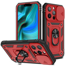Load image into Gallery viewer, Armor Shockproof Phone Case For iPhone 13 12 11 Pro Max X XR XS Max 11 13 Pro Magnetic Ring Stand Holder Back Cover Slide Camera Cover &amp; Kickstand Built-in 360° Rotate Ring Stand Magnetic Cover Case
