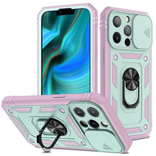 Load image into Gallery viewer, Armor Shockproof Phone Case For iPhone 13 12 11 Pro Max X XR XS Max 11 13 Pro Magnetic Ring Stand Holder Back Cover Slide Camera Cover &amp; Kickstand Built-in 360° Rotate Ring Stand Magnetic Cover Case

