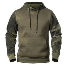 Load image into Gallery viewer, Army Green Men Military Hoodies Autumn Winter Hooded Sweatshirts Men's Pullover Hoodie Blend Fleece Long Sleeve Contrast Color Military Sweatshirt with Pocket
