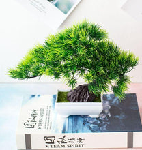 Load image into Gallery viewer, Artificial Bonsai Tree 24x28cm Artificial Green  Plastic Small Tree Pot  Potted Ornaments Home Garden Desktop Decoration Home Decor
