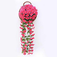 将图片加载到图库查看器，Artificial Flower Wisteria Basket Wall Hanging Flower Party Decoration Simulation For Valentine's Day Wedding Birthdays Hanging Basket Lifelike Garland for Home Wedding Garden/Yard String Floral Decoration
