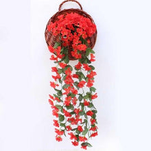 将图片加载到图库查看器，Artificial Flower Wisteria Basket Wall Hanging Flower Party Decoration Simulation For Valentine's Day Wedding Birthdays Hanging Basket Lifelike Garland for Home Wedding Garden/Yard String Floral Decoration
