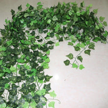 将图片加载到图库查看器，Artificial Ivy Leaf Garland Fake Leaves Hanging Vines  For Home Decor Creeper Green Ivy Artificial Ivy Garland Greenery Hanging Plant Vine for Wedding Wall Party Room Astethic Stuff Decor 100pcs Leaf 1 piece 2.4M
