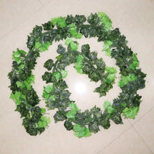 将图片加载到图库查看器，Artificial Ivy Leaf Garland Fake Leaves Hanging Vines  For Home Decor Creeper Green Ivy Artificial Ivy Garland Greenery Hanging Plant Vine for Wedding Wall Party Room Astethic Stuff Decor 100pcs Leaf 1 piece 2.4M
