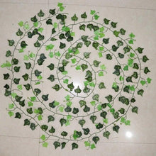 将图片加载到图库查看器，Artificial Ivy Leaf Garland Fake Leaves Hanging Vines  For Home Decor Creeper Green Ivy Artificial Ivy Garland Greenery Hanging Plant Vine for Wedding Wall Party Room Astethic Stuff Decor 100pcs Leaf 1 piece 2.4M
