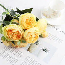 将图片加载到图库查看器，Artificial Roses Flowers Bundle Of Beautiful Silk Peony Bouquet For Home Wedding Party Scrapbook Decoration Accessories         Artificial Rose Flowers Bouquet Silk Flowers Rose for Home Bridal Wedding Party Festival Decor
