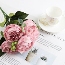 将图片加载到图库查看器，Artificial Roses Flowers Bundle Of Beautiful Silk Peony Bouquet For Home Wedding Party Scrapbook Decoration Accessories         Artificial Rose Flowers Bouquet Silk Flowers Rose for Home Bridal Wedding Party Festival Decor

