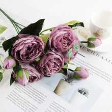 将图片加载到图库查看器，Artificial Roses Flowers Bundle Of Beautiful Silk Peony Bouquet For Home Wedding Party Scrapbook Decoration Accessories         Artificial Rose Flowers Bouquet Silk Flowers Rose for Home Bridal Wedding Party Festival Decor
