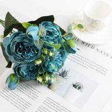 将图片加载到图库查看器，Artificial Roses Flowers Bundle Of Beautiful Silk Peony Bouquet For Home Wedding Party Scrapbook Decoration Accessories         Artificial Rose Flowers Bouquet Silk Flowers Rose for Home Bridal Wedding Party Festival Decor

