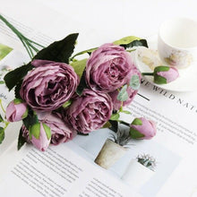 将图片加载到图库查看器，Artificial Roses Flowers Bundle Of Beautiful Silk Peony Bouquet For Home Wedding Party Scrapbook Decoration Accessories         Artificial Rose Flowers Bouquet Silk Flowers Rose for Home Bridal Wedding Party Festival Decor
