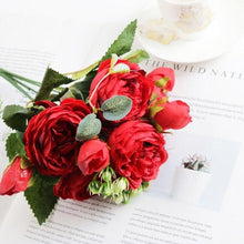 将图片加载到图库查看器，Artificial Roses Flowers Bundle Of Beautiful Silk Peony Bouquet For Home Wedding Party Scrapbook Decoration Accessories         Artificial Rose Flowers Bouquet Silk Flowers Rose for Home Bridal Wedding Party Festival Decor

