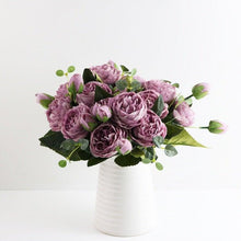 将图片加载到图库查看器，Artificial Roses Flowers Bundle Of Beautiful Silk Peony Bouquet For Home Wedding Party Scrapbook Decoration Accessories         Artificial Rose Flowers Bouquet Silk Flowers Rose for Home Bridal Wedding Party Festival Decor
