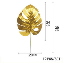 Load image into Gallery viewer, Artificial Tropical Palm Leaves For Hawaiian Luau Beach Birthday Jungle Party Wedding Home Table Decoration Accessories  Tropical Leaves with Stems Jungle Leaves Decorations for Hawaiian Luau Party Beach Baby Shower Wedding Birthday Decorations
