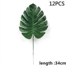 Load image into Gallery viewer, Artificial Tropical Palm Leaves For Hawaiian Luau Beach Birthday Jungle Party Wedding Home Table Decoration Accessories  Tropical Leaves with Stems Jungle Leaves Decorations for Hawaiian Luau Party Beach Baby Shower Wedding Birthday Decorations
