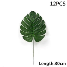 Load image into Gallery viewer, Artificial Tropical Palm Leaves For Hawaiian Luau Beach Birthday Jungle Party Wedding Home Table Decoration Accessories  Tropical Leaves with Stems Jungle Leaves Decorations for Hawaiian Luau Party Beach Baby Shower Wedding Birthday Decorations
