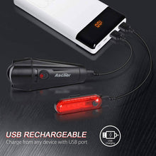 将图片加载到图库查看器，Ascher Ultra Bright USB Rechargeable Bike Light Set
